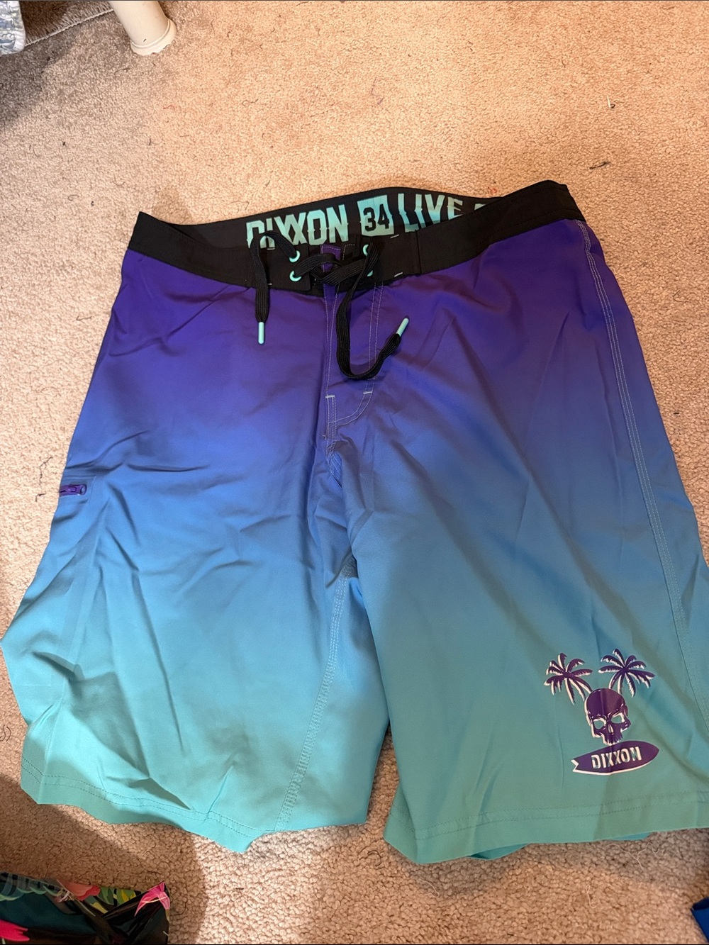 DIXXON Blue to Purple Ombre Swim Board Shorts